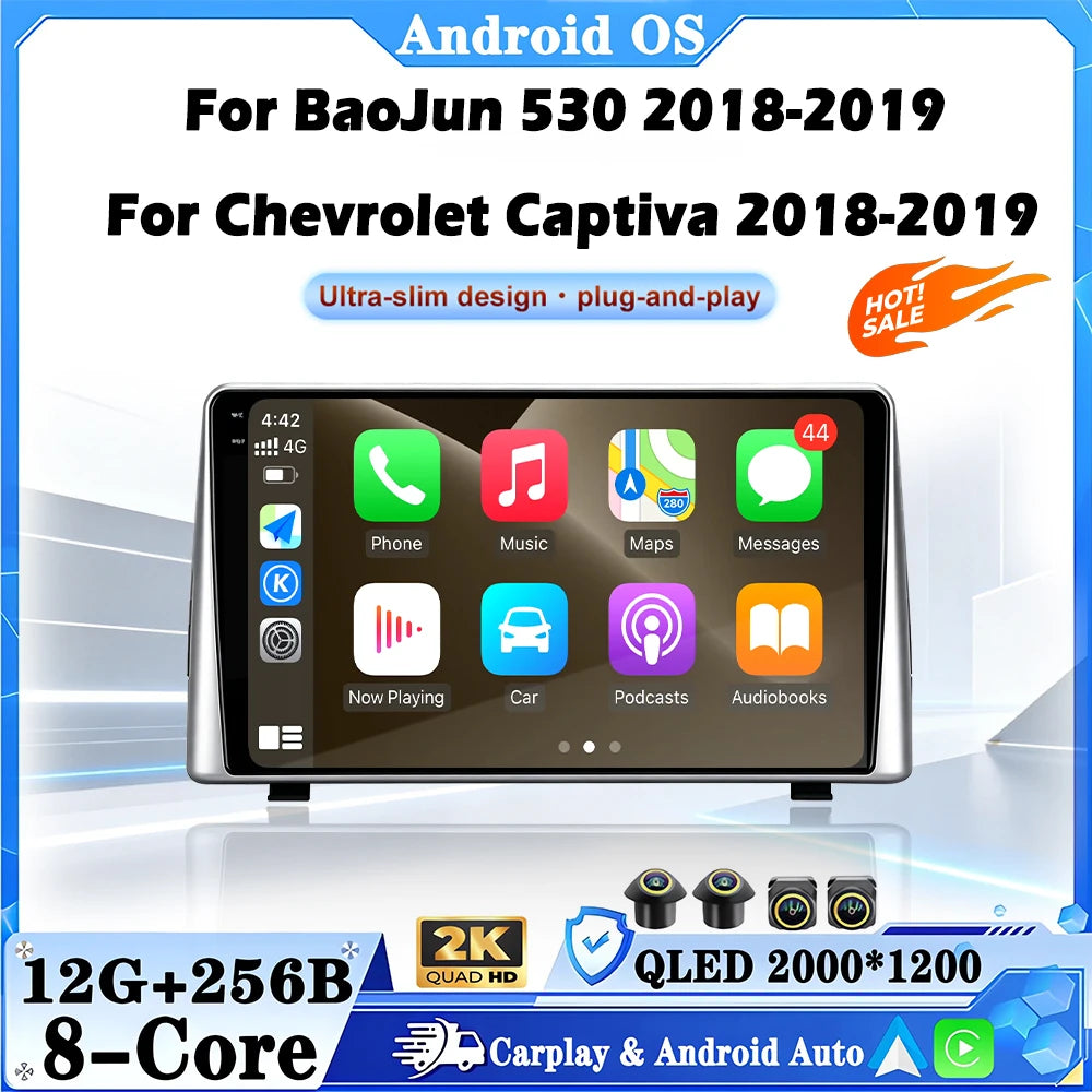 Android 16 For BaoJun 530 2018-2019 For Chevrolet Captiva 2018-2019 Car Video Multimedia P