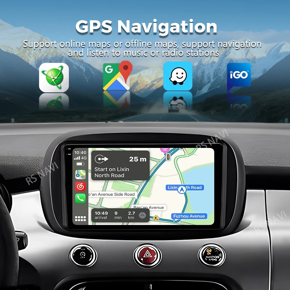 Android 16 For Fiat 500X 2014 - 2020 2K QLED Android Car Radio Multimedia Video Player GPS