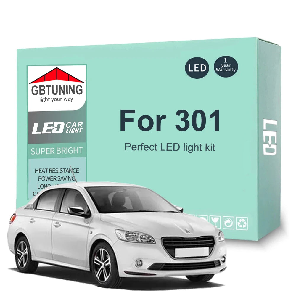 11-Piece LED Interior Light Kit for Peugeot 301 - Canbus Error-Free Bulbs | AUTOKITSHOP