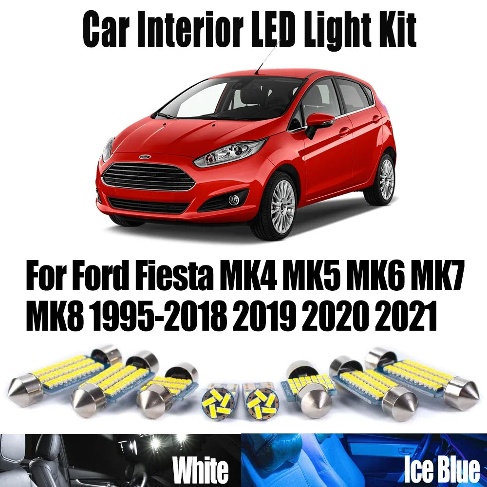 LED Interior Light Kit for Ford Fiesta MK4 MK5 MK6 MK7 MK8 1995- 2019 - Canbus Dome Map Door Trunk Bulbs | AUTOKITSHOP