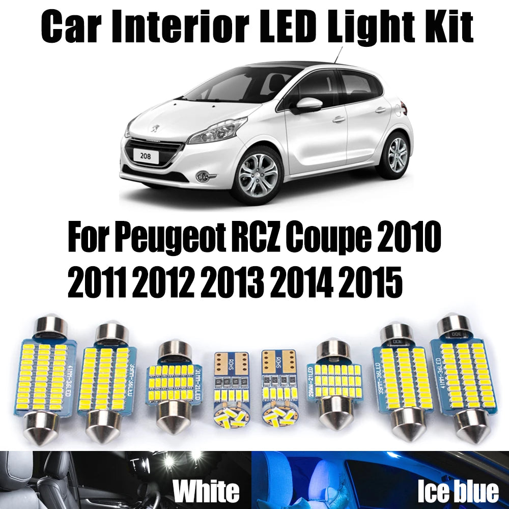 16-Piece LED Interior Light Kit for Peugeot RCZ Coupe - Canbus Error-Free Bulbs | AUTOKITSHOP