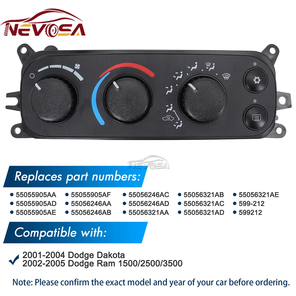 AC Heater Air Climate Control Module Switch For Dodge Dakota 2002 2003 2004 2005 Ram 1500 2500 3 - Automotive LED Light