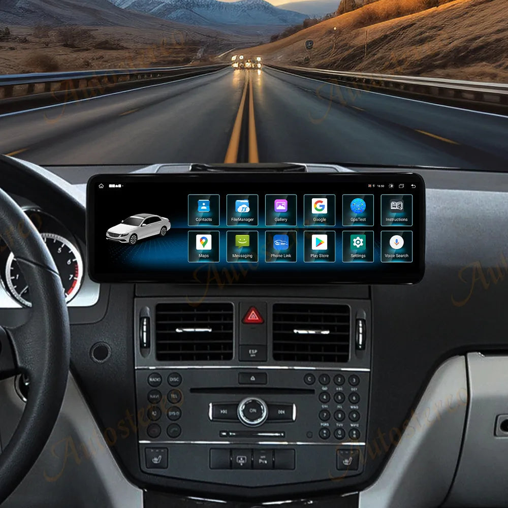 14.9 Inch Carplay 4G Android 14 For Mercedes Benz C Class W204 2007-2010 Car GPS Navigatio