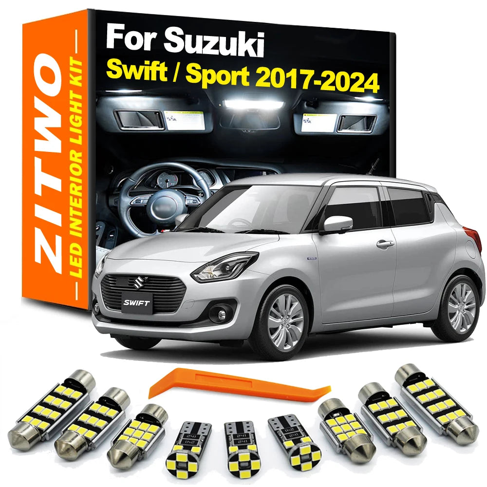 9Pcs LED Interior Dome Reading Light License Plate Bulb Kit For Suzuki Swift 2017 2018 2019 2020 - Canbus LED Car Light
