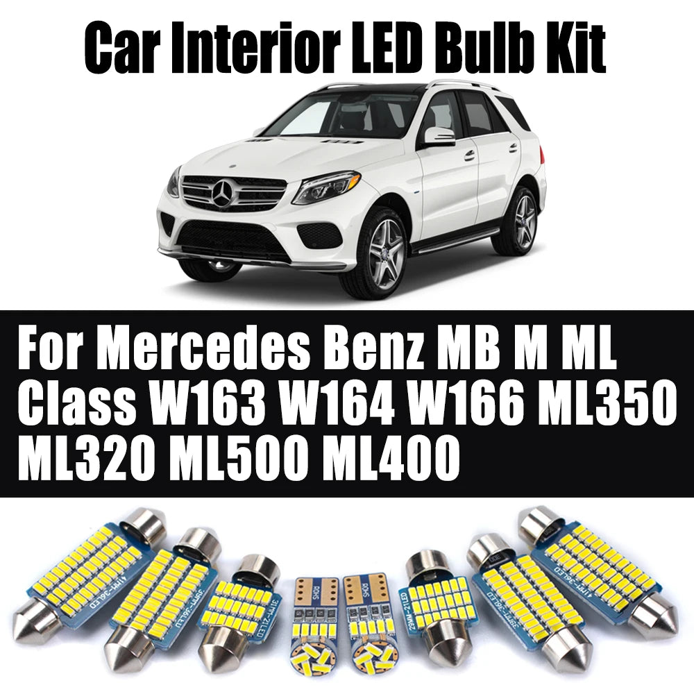 LED Interior Light Kit for Mercedes Benz MB M ML Class W163 W164 W166 ML350 ML320 ML500 ML400 No Error Reading Bulbs ...
