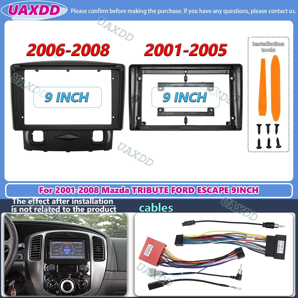 Adaptateur Fascia pour cadre voiture For 2001-2008 Mazda TRIBUTE FORD ESCAPE 9INCH Kit pan