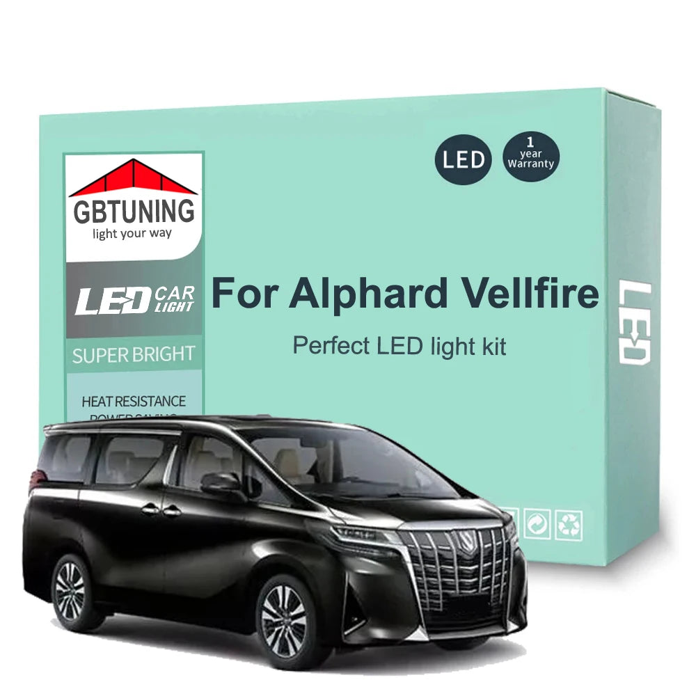 LED Interior Light Kit for Toyota Alphard Vellfire 10 20 30 Series 2003-2019 - Canbus Dome Map Door Trunk Bulbs | AUT...