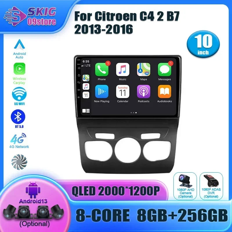 Car player android Auto Video For Citroen C4 2 B7 2013-2016 Android 14 Auto Radio Car Mult