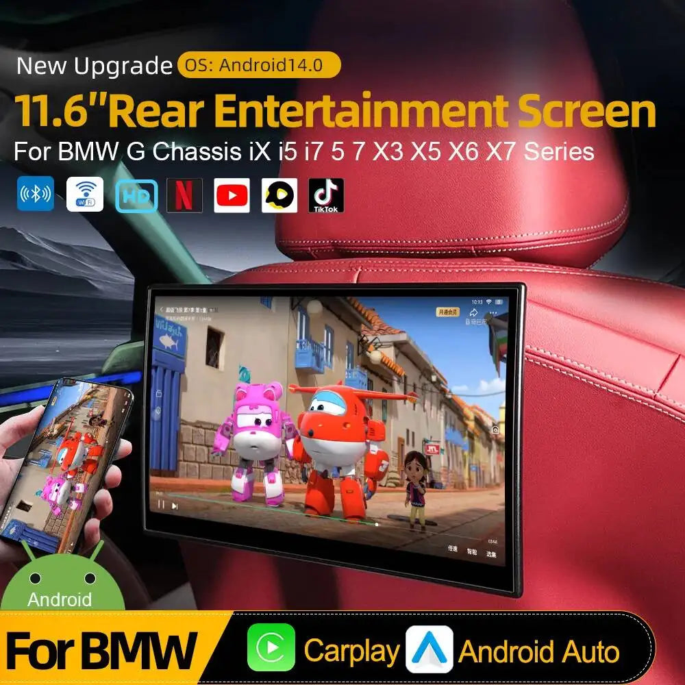 N For BMW 5 Series X5 F15 X6 F16 iX i5 i7 X3 X7 Rear Seat Entertainment System 3D Curved A | AUTOKITSHOP