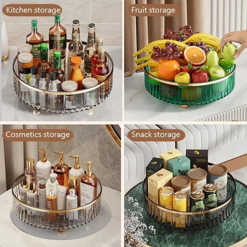 Pantry Organizer Rotating Storage Rack Cosmetic Dresser Organizer Countertop 360 Spinning for Ki - Automotive LED Light