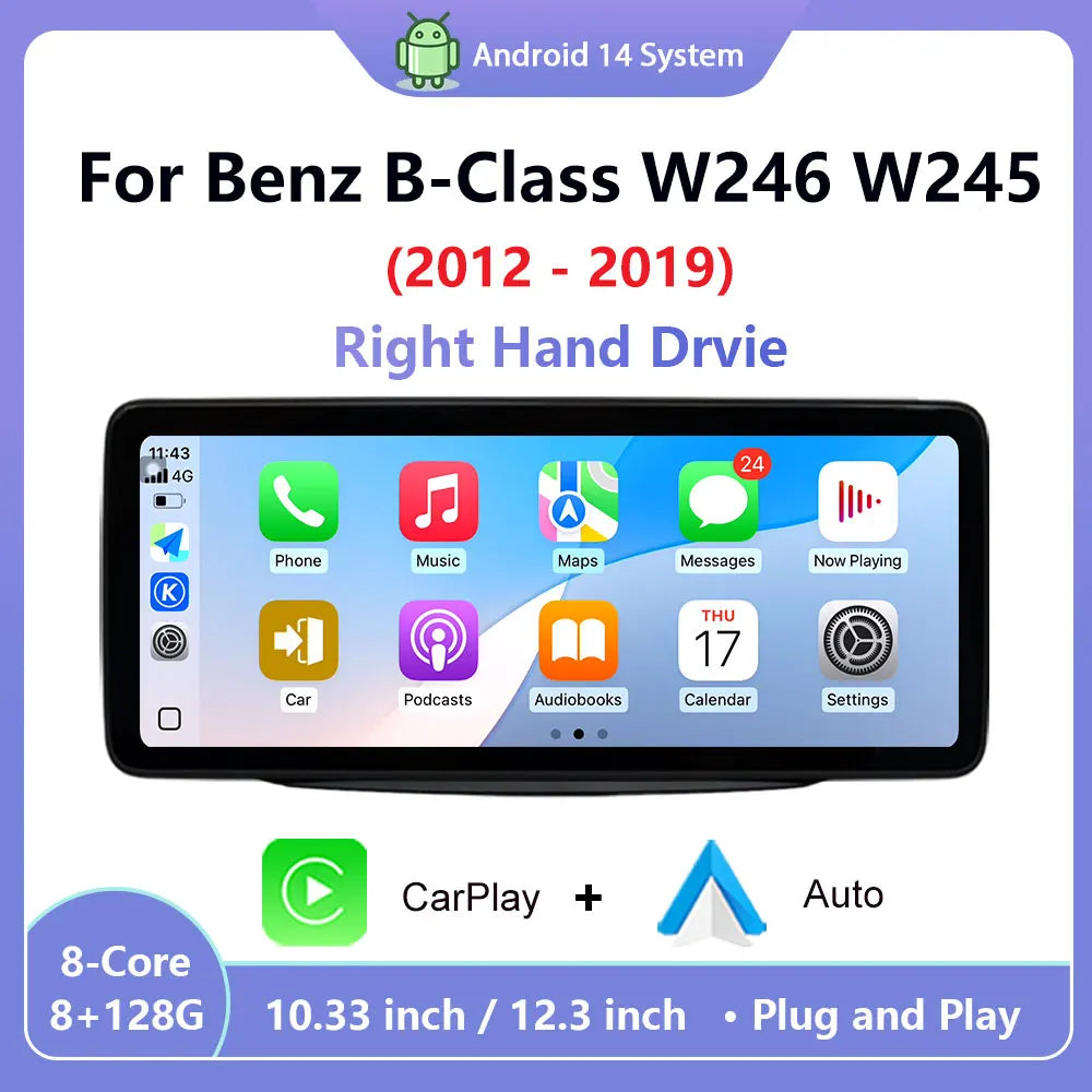 Right Hand Drvie Android16 For Mercedes Benz B-Class W246 W245 2012-2019 Car Radio Multime