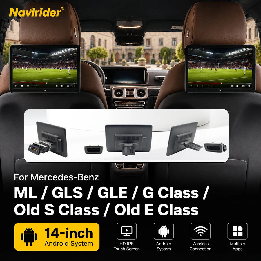 N 14" Android Headrest Monitor Car TV For Mercedes Benz ML GLE GLS G Class S E Class W164  | AUTOKITSHOP
