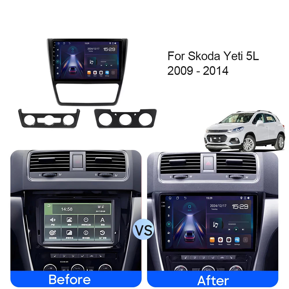 Android 15 Multimedia Video Player For Skoda Yeti 5L 2009-2014 Car Stereo Radio Navigation