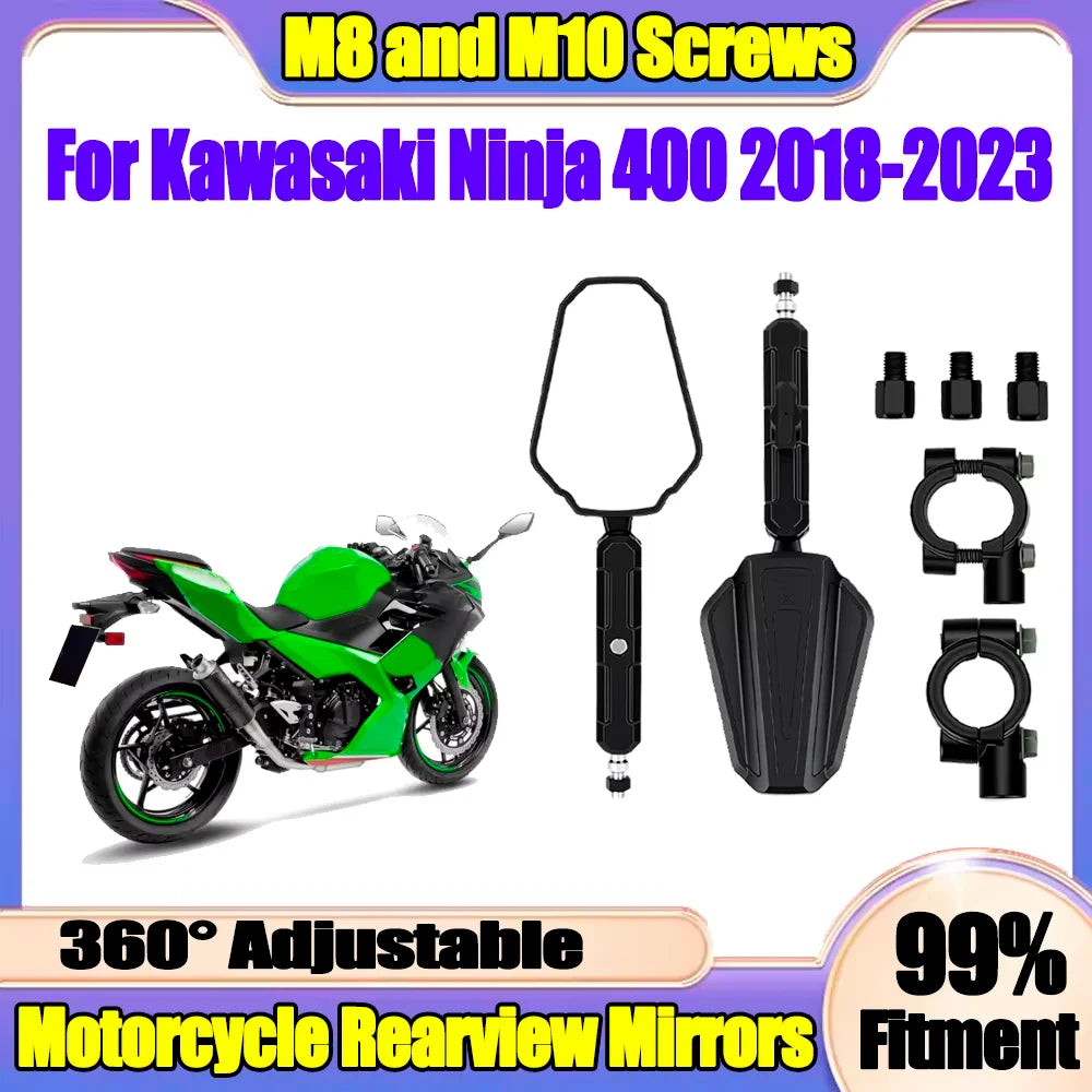 1 Pair New Motorcycle Rearview Mirrors Off Road Wide Side Mirror With Screw 360° Adjustabl