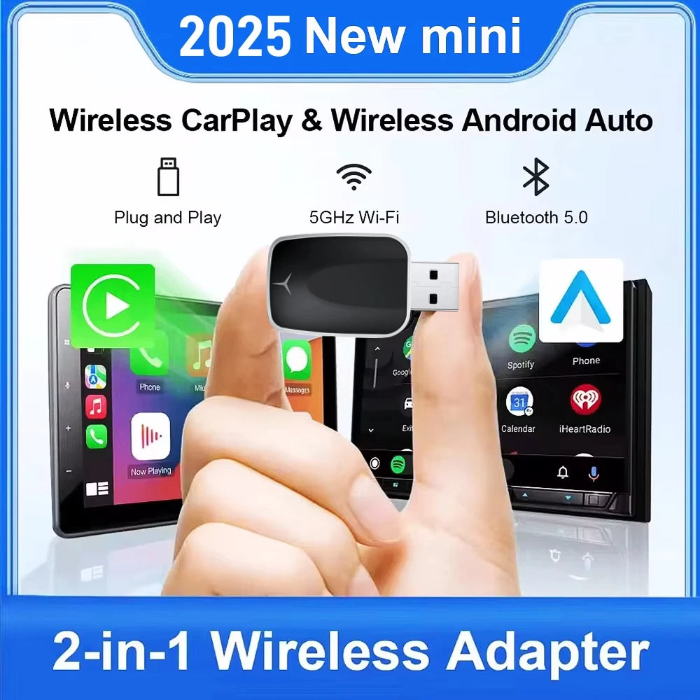 Wireless Carplay Adapter Android Auto 2in 1 Smart Dongle 2025 5G WIFI For iphone Android P | AUTOKITSHOP