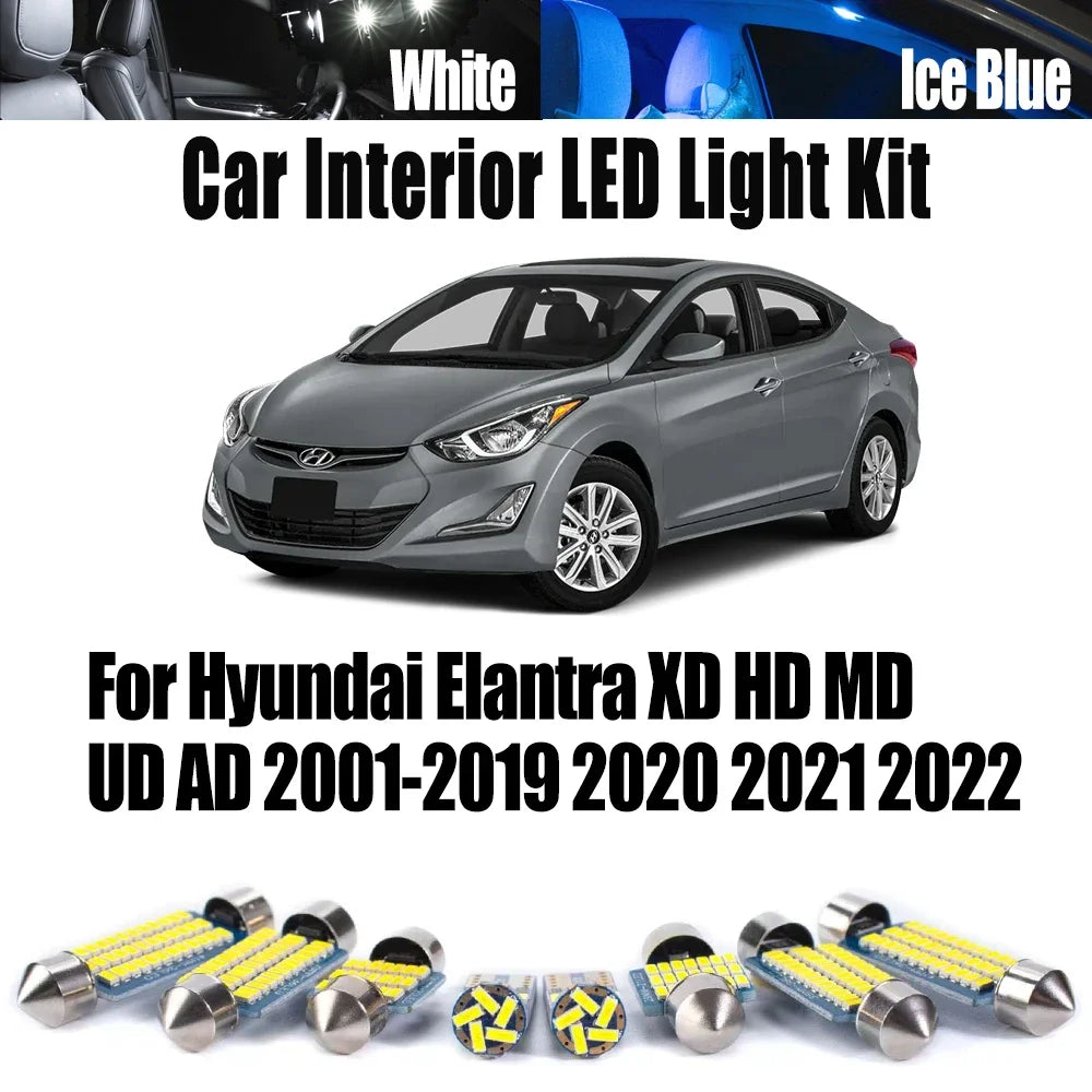 LED Interior Light Kit for Hyundai Elantra XD HD MD UD AD 2001- 2021 - Canbus Dome Map Door Trunk Bulbs | AUTOKITSHOP