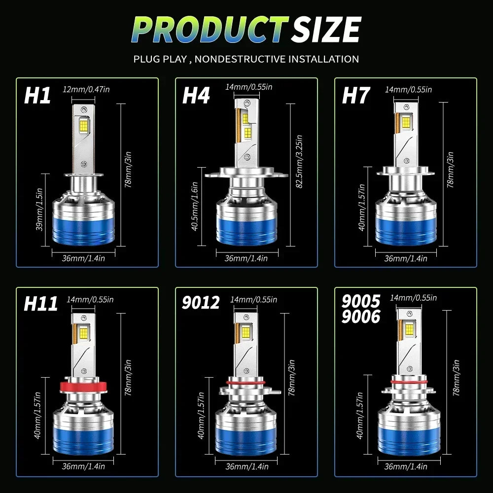 ACTVTCA 1700W 2000000LM H7 LED Headlight High Power CSP Canbus H1 H4 H11 9005 HB3 9006 HB4
