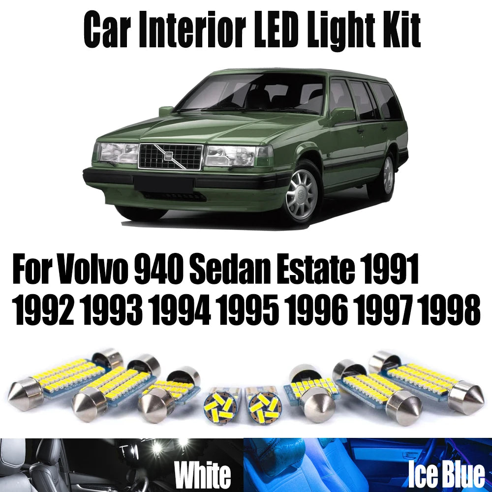 15-Piece LED Interior Light Kit for Volvo 940 Sedan Estate 1991 - 1993 - Canbus Dome Map Door Trunk Bulbs | AUTOKITSHOP