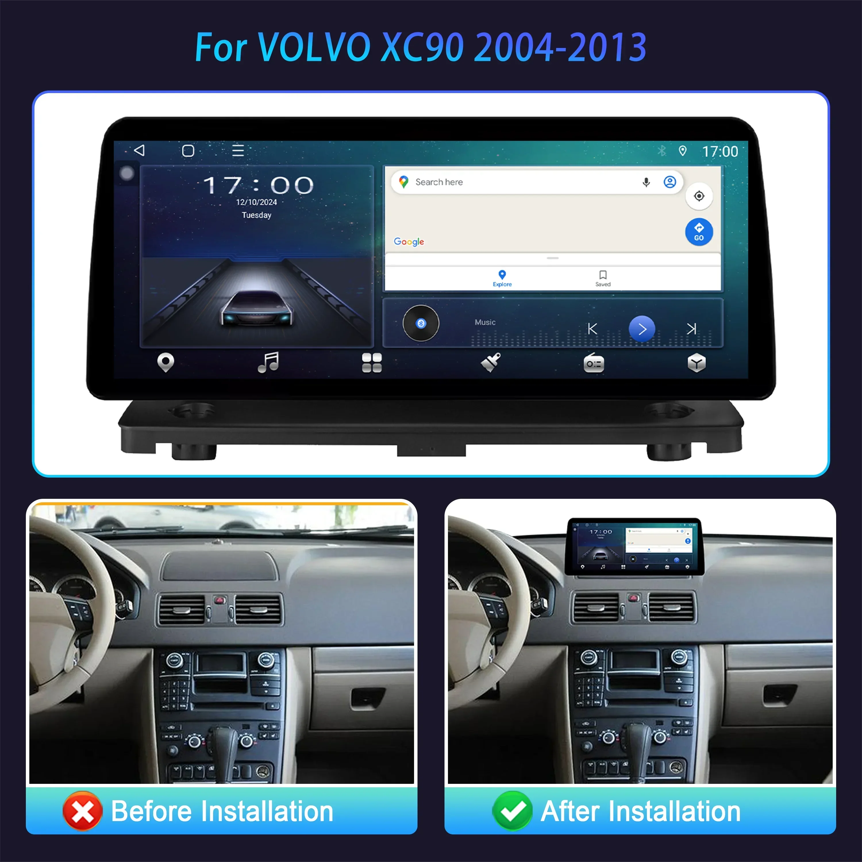 Car Radio Carplay panel Multimedia 4G GPS BT Android 15 Navigation Car Stereos For VOLVO X
