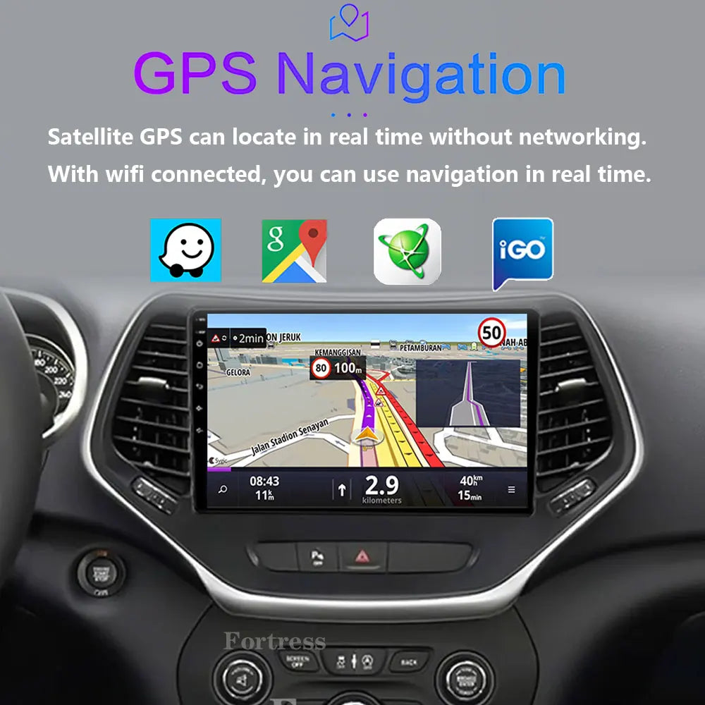 For Jeep Cherokee 5 KL 2014-2018 Car Radio Multimedia Navigation 4G Stereo Wireless Blueto