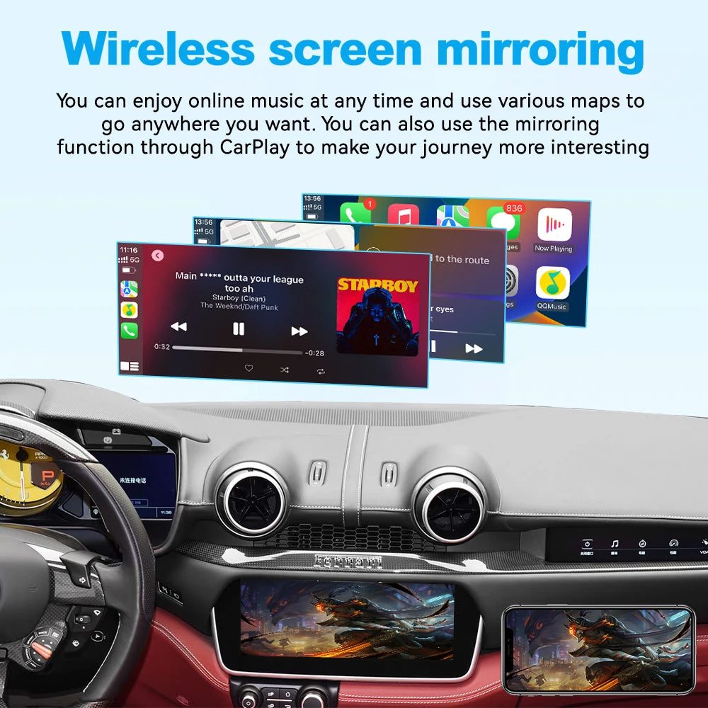 Wireless CarPlay Android Auto Retrofit Interface for Ferrari Portofino/GTC4 2018-2023 - OEM Mic & Camera Support