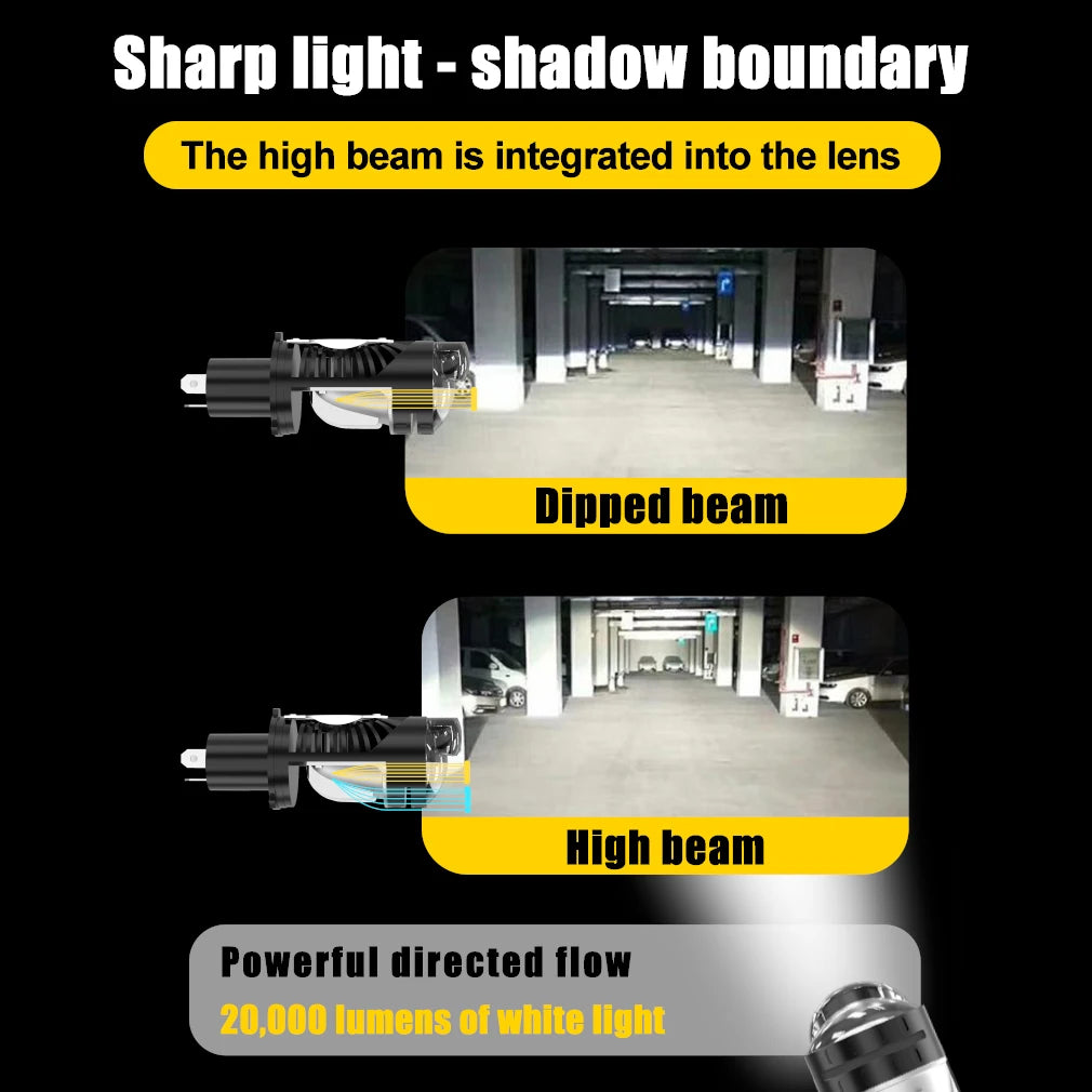 XSTORM H4 LED Lens Projector Headlight Canbus 100W 20000LM H4 LED Light Blubs for Car Doub