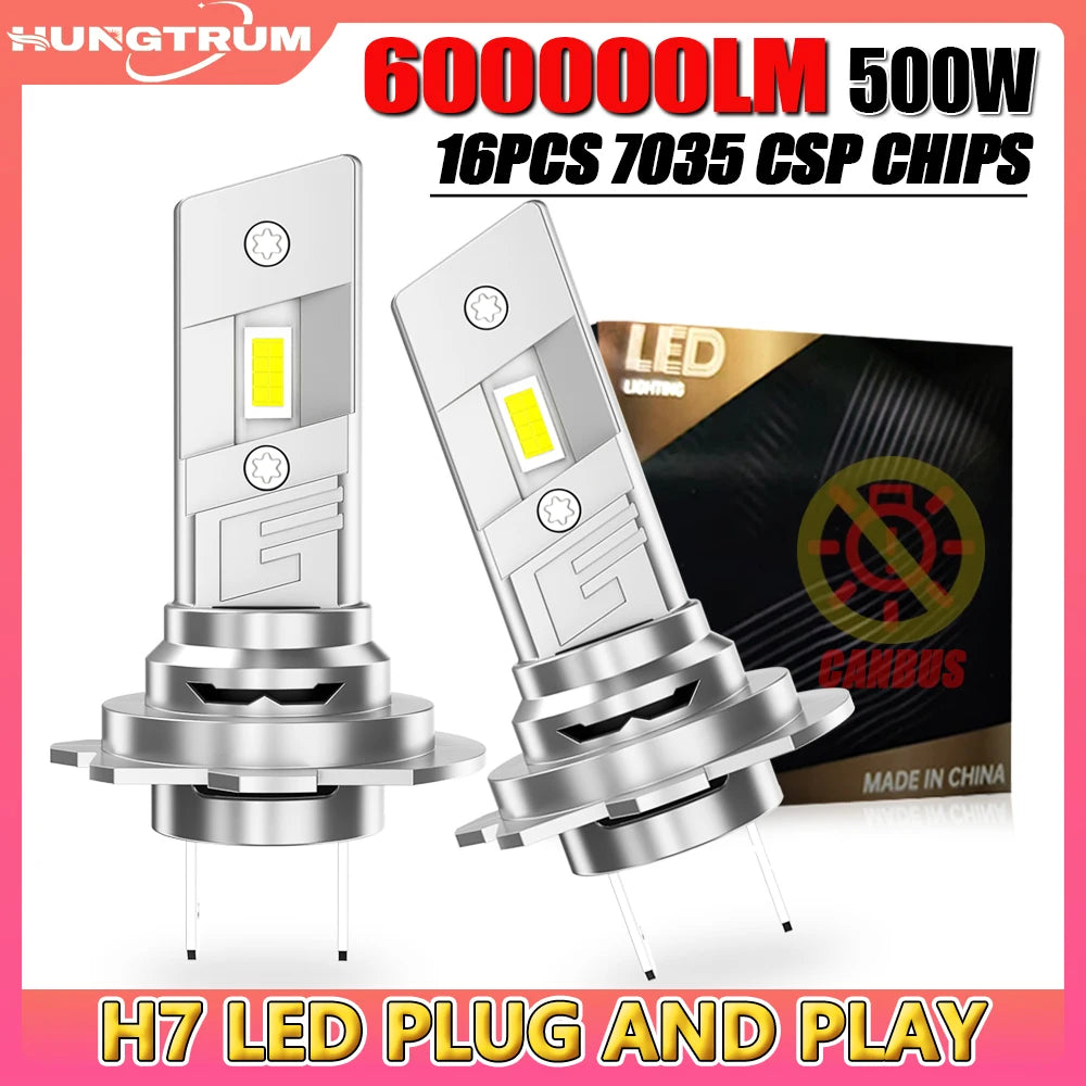 H7 Led High Power Headlight 600000LM 7035 CSP Chips Super Bright Light For Car Wireless Wi