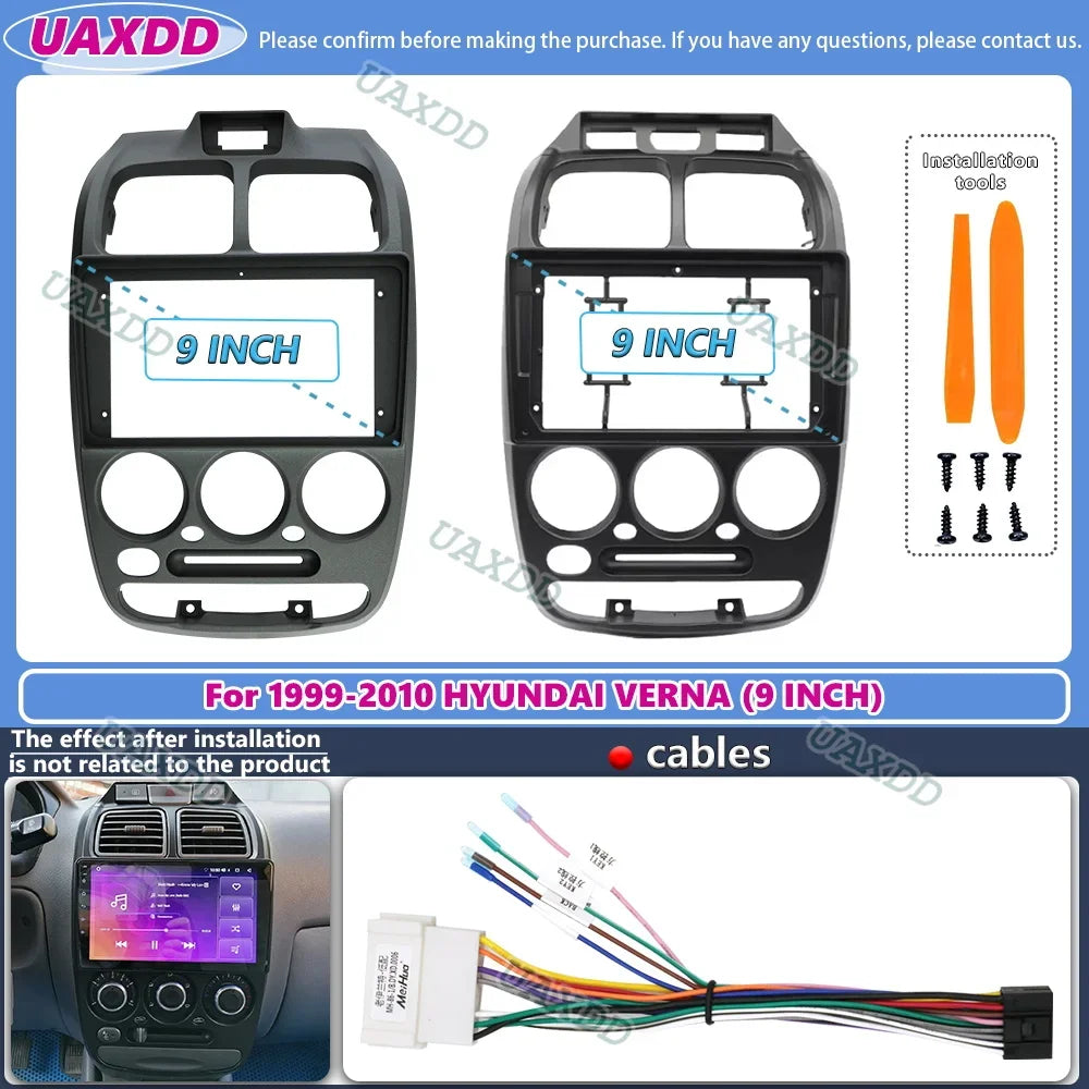 2DIN 9 Inch Car Frame Fascia Adapter For Hyundai Accent Verna 1999-2010 Android Radio Dash