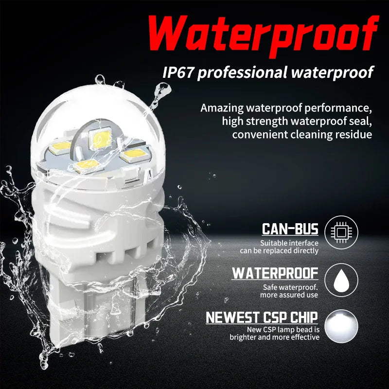 7740 Car Brake Lights W21W WY21W T20 LED Bulb 12V Tail Lamp Led Car Signal Lamp White Yell
