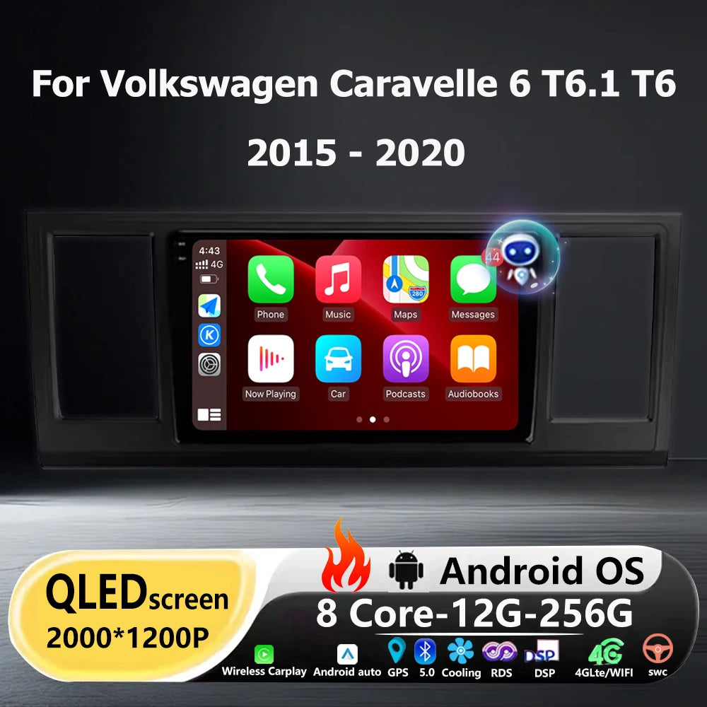 9'' Android 16 Auto For Volkswagen Caravelle 6 T6.1 T6 2015-2020 Car Radio Multimedia Vide