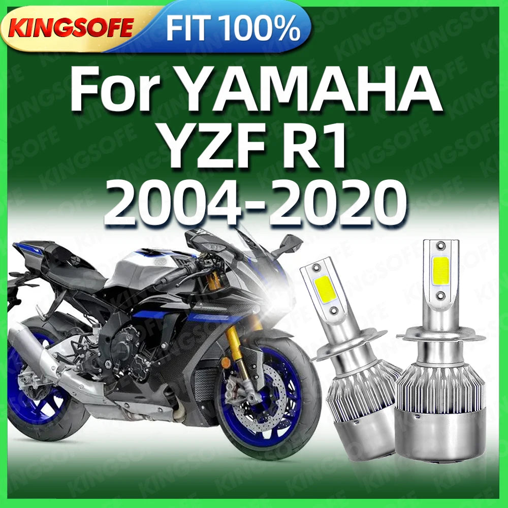 Motorcycle H7 LED Headlight Bulb 10000LM COB Chip Moto Light For YAMAHA YZF R1 2004 2005 2