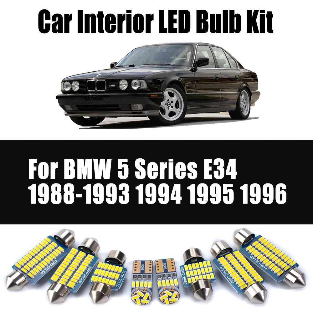 19-Piece LED Interior Light Kit for BMW 5 Series E34 1988- 1992 - Canbus Dome Map Door Trunk Bulbs | AUTOKITSHOP