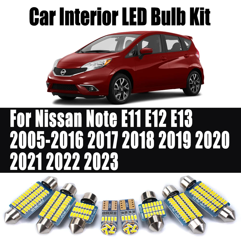 LED Interior Light Kit for Nissan Note E11 E12 E13 2005-2016 - Canbus Dome Map Door Trunk Bulbs | AUTOKITSHOP