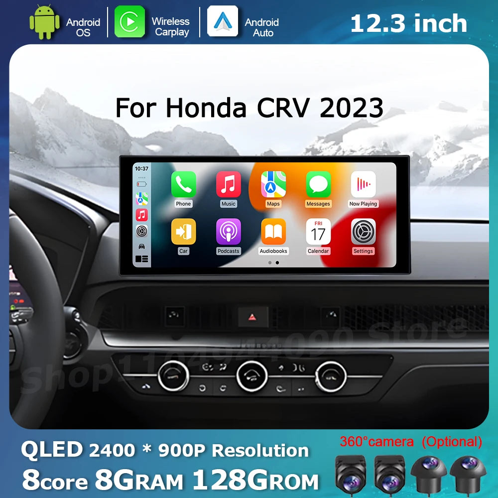 QLED 2400*900P Car Touch Display Screen for Honda CRV 2023 Multimedia Radio Player GPS Nav