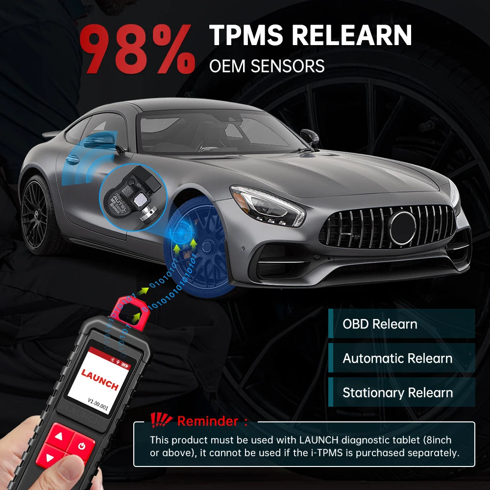 2025-LAUNCH X431 I-TPMS Car Tire Pressure Diagnostic Tool Relearn Active Program 315/433Mh