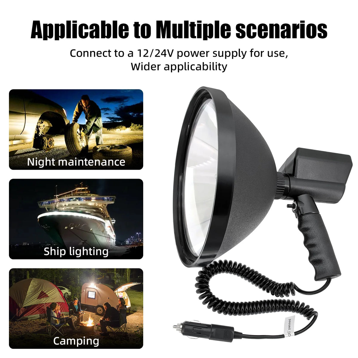 12V 9Inch Outdoor Searchlight Portable Spotlight Hunting Light Fishing Camping Light Super Brigh - Automotive LED Light