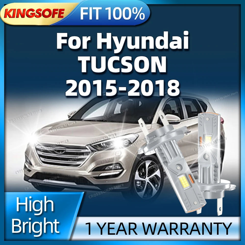 2/4Pcs LED Headlight Wireless Car Light 400W H7 6000K Light Bulbs For Hyundai TUCSON 2015