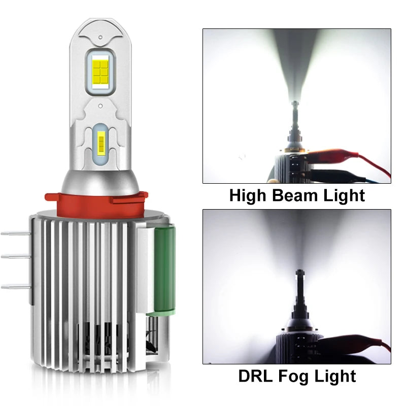 H15 LED Car Headlight High Beam Day Driving Running Light 12V 6500K White Turbo Auto Lamp