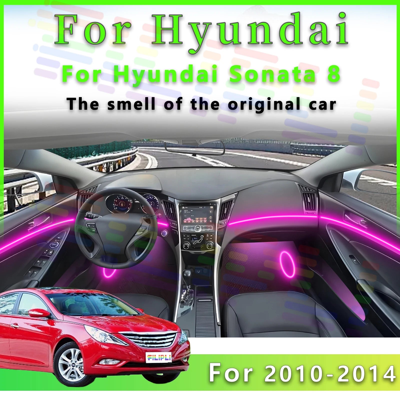 RGB - Ambient Light - for Hyundai 2010-2014 - App Control - Car Interior Lighting | AUTOKITSHOP