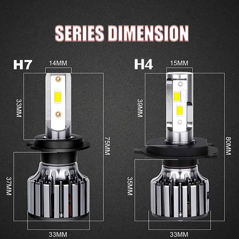 4800W H7 H4 H1 LED Headlights Canbus H11 H8 H9 9005 HB3 9006 HB4 9012 HIR2 5000000LM Plug&