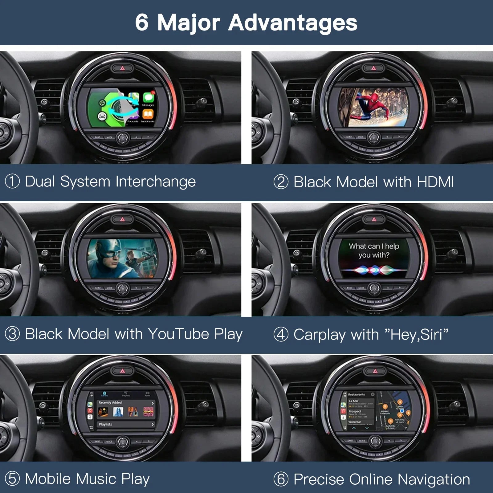 Wireless CarPlay Android Auto for BMW Mini R55 R56 R57 R58 R59 R60 R61 F54 F55 Clubman Cou