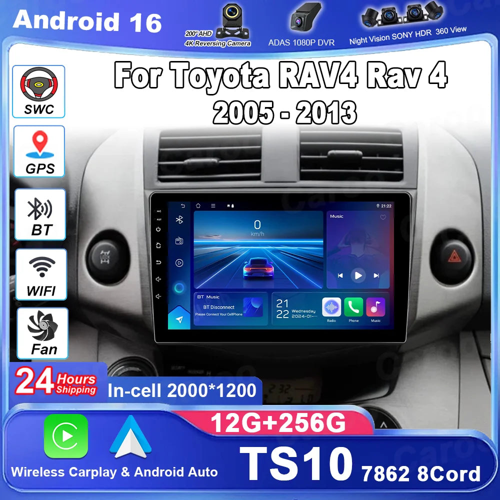 Android Carplay Auto For Toyota RAV4 Rav 4 2005 - 2009 2010 2011 2012 2013 Car Radio Multi