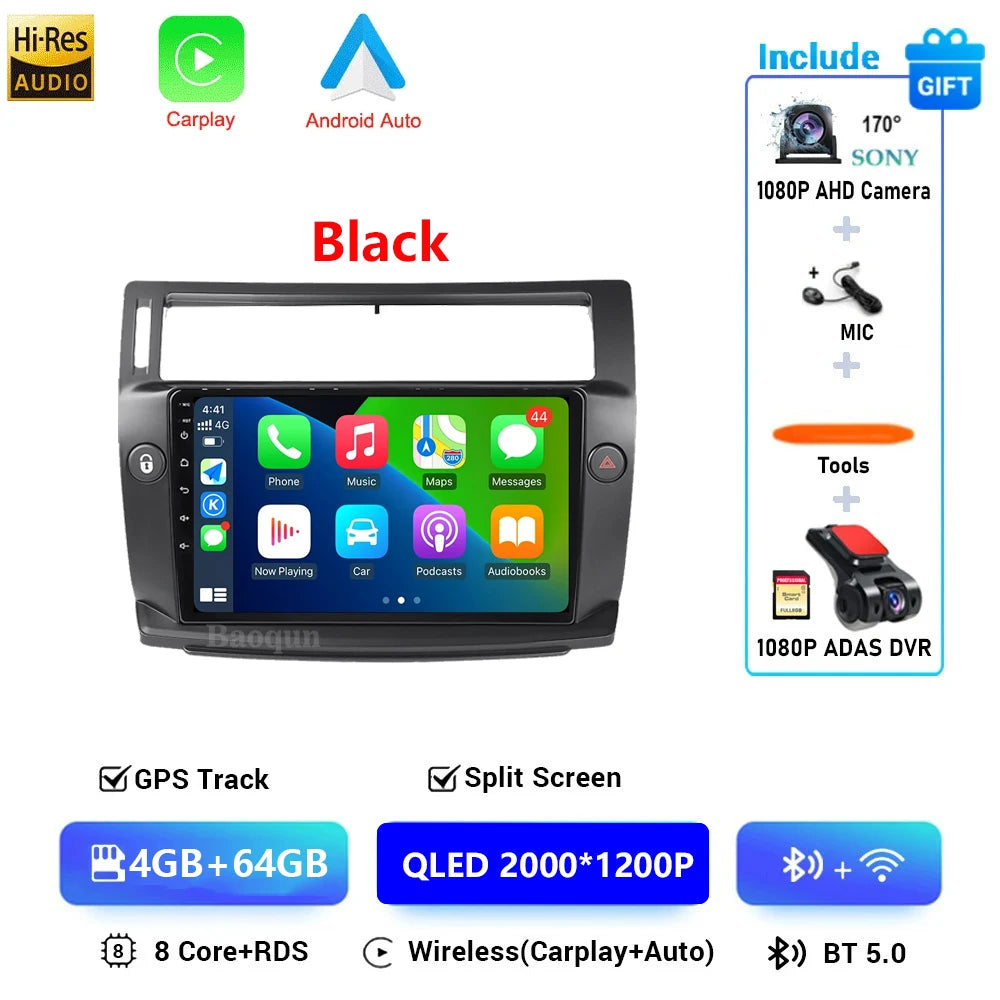 Android 16 For Citroen C4 C-Triomphe Quatre 2004-2014 Navigation GPS Multimedia Car Radio