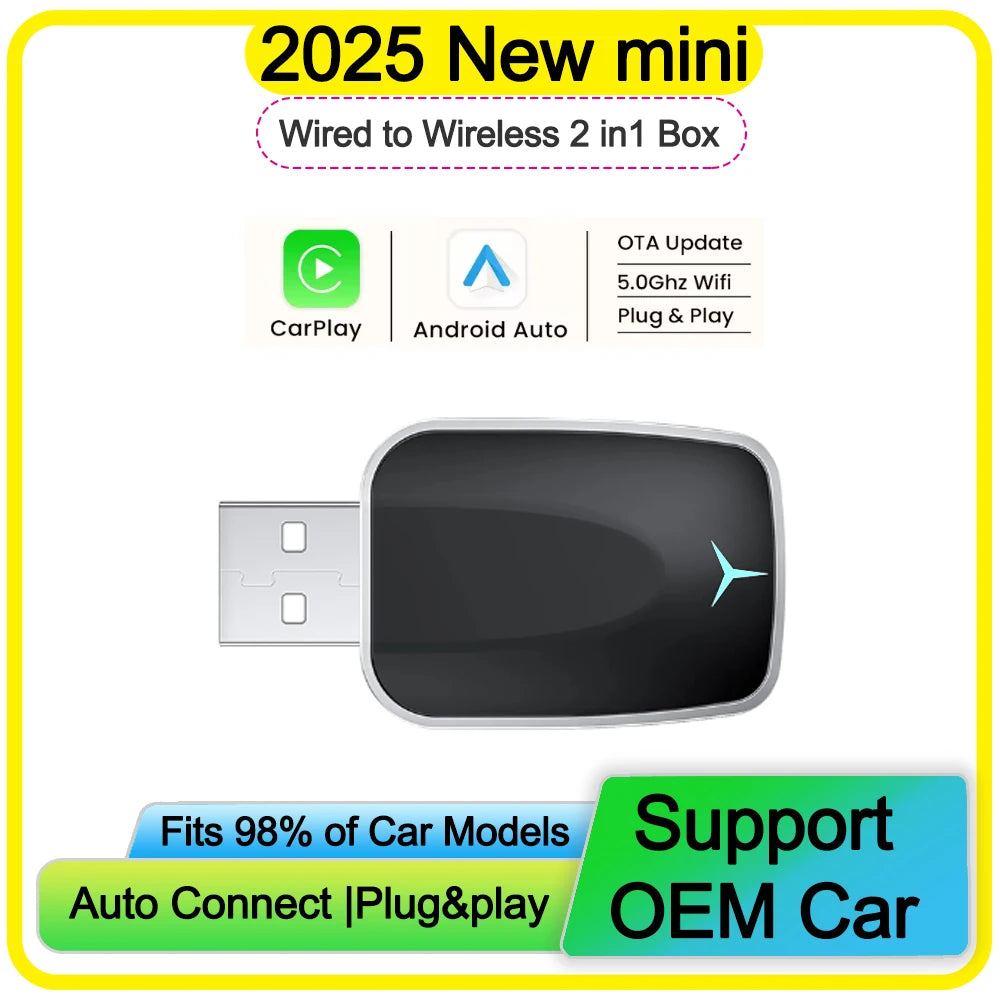 Wireless Carplay Adapter Android Auto 2in1 Smart Mini Box WIFI BT Auto Connect For Toyota