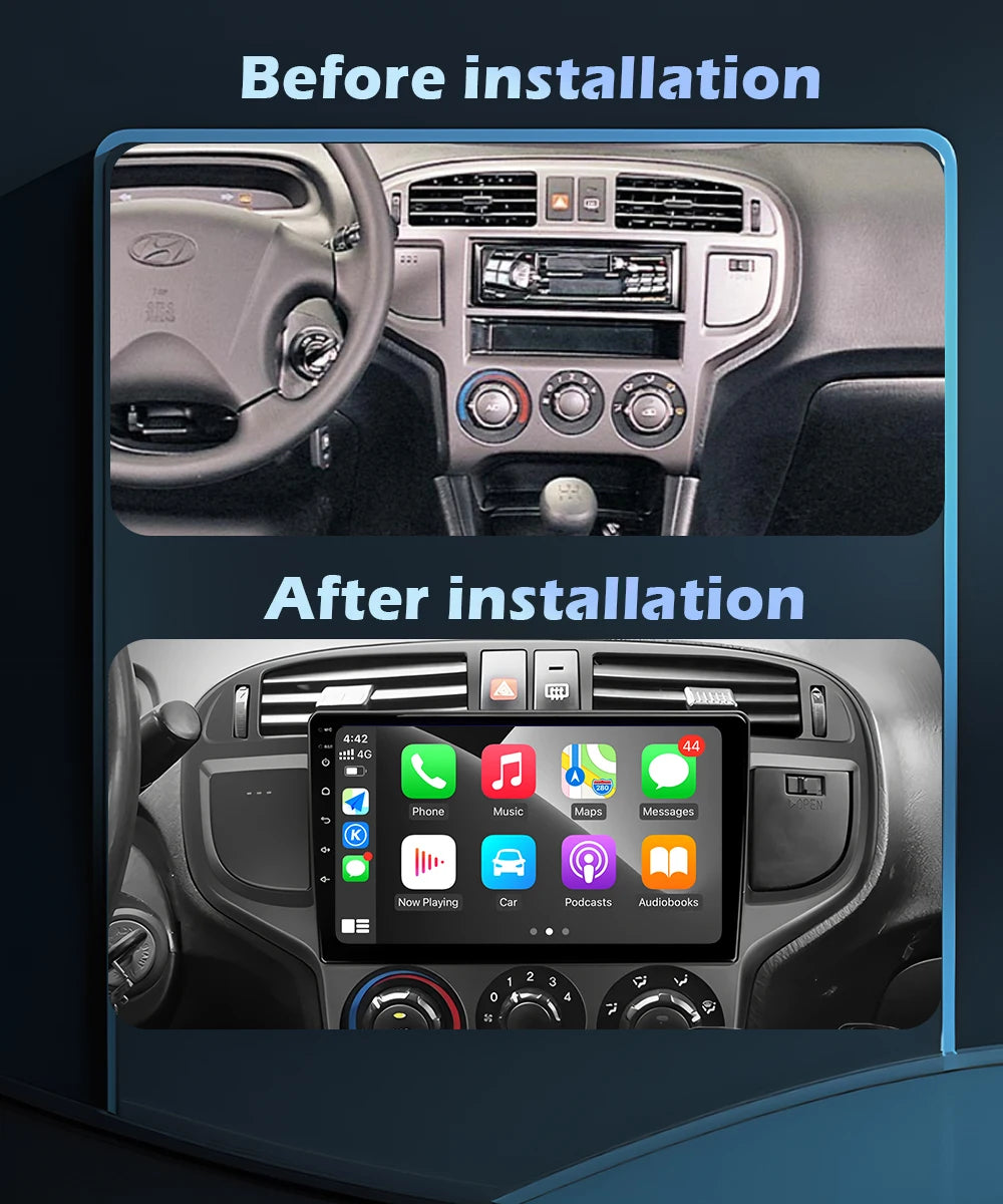 Wireless CarPlay Android 16 For Hyundai Matrix 2001 - 2010 Car Radio Multimedia Video Play