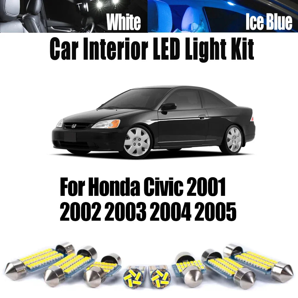 11-Piece LED Interior Light Kit for Honda Civic 2001- 2004 - Canbus Dome Map Door Trunk Bulbs | AUTOKITSHOP