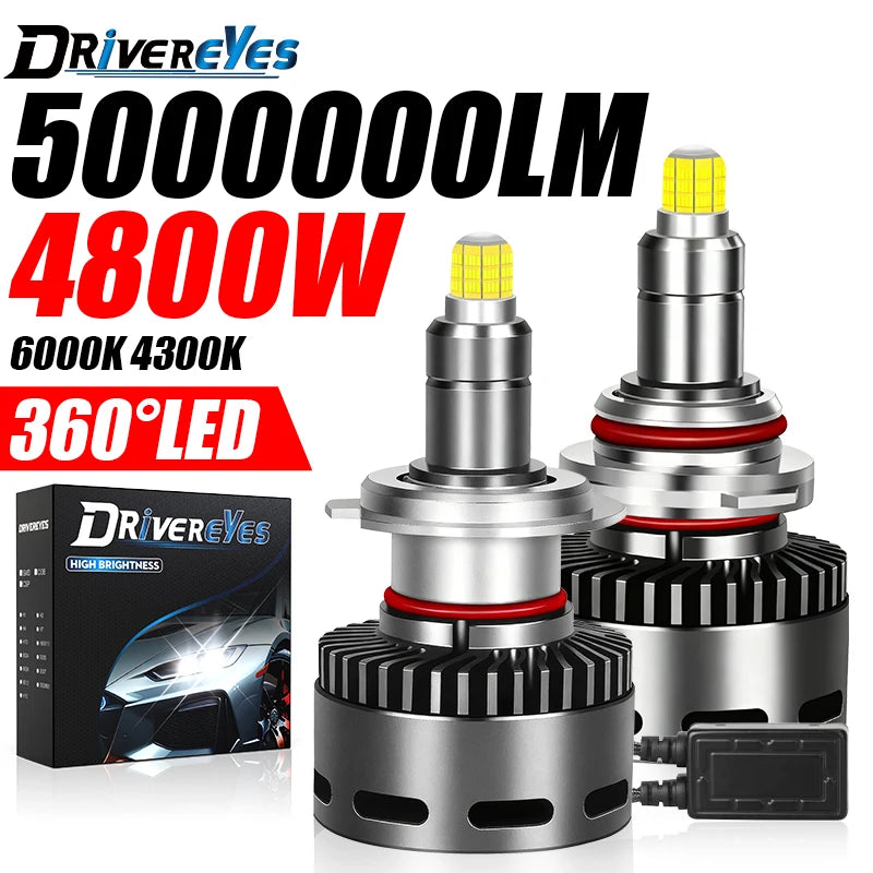 4800W H7 LED 360 for Projector Lenses D2S H11 9005 HB3 9006 HB4 9012 HIR2 H8 H9 5000000LM