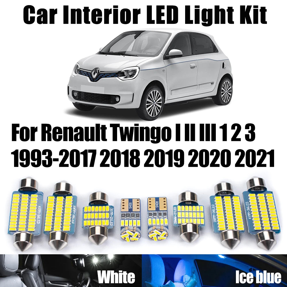 LED Interior Light Kit for Renault Twingo I II III 1 2 3 1993-2017 - Canbus Dome Map Door Trunk Bulbs | AUTOKITSHOP