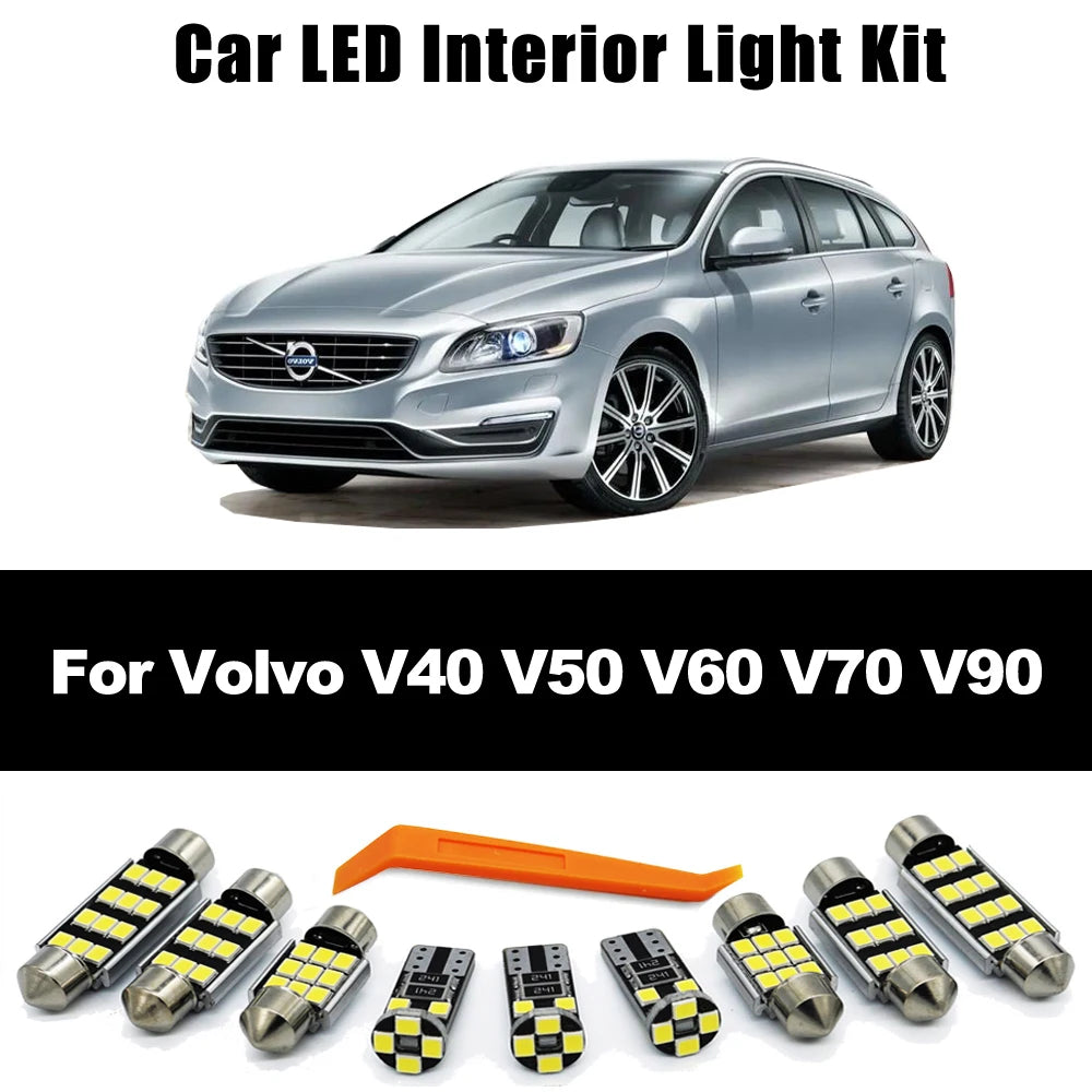 Car Indoor Bulb Accessories For Volvo V40 V50 V60 V70 V90 1995-2016 Reading Trunk Lamp LED Interior Dome Map Light Kit Canbus