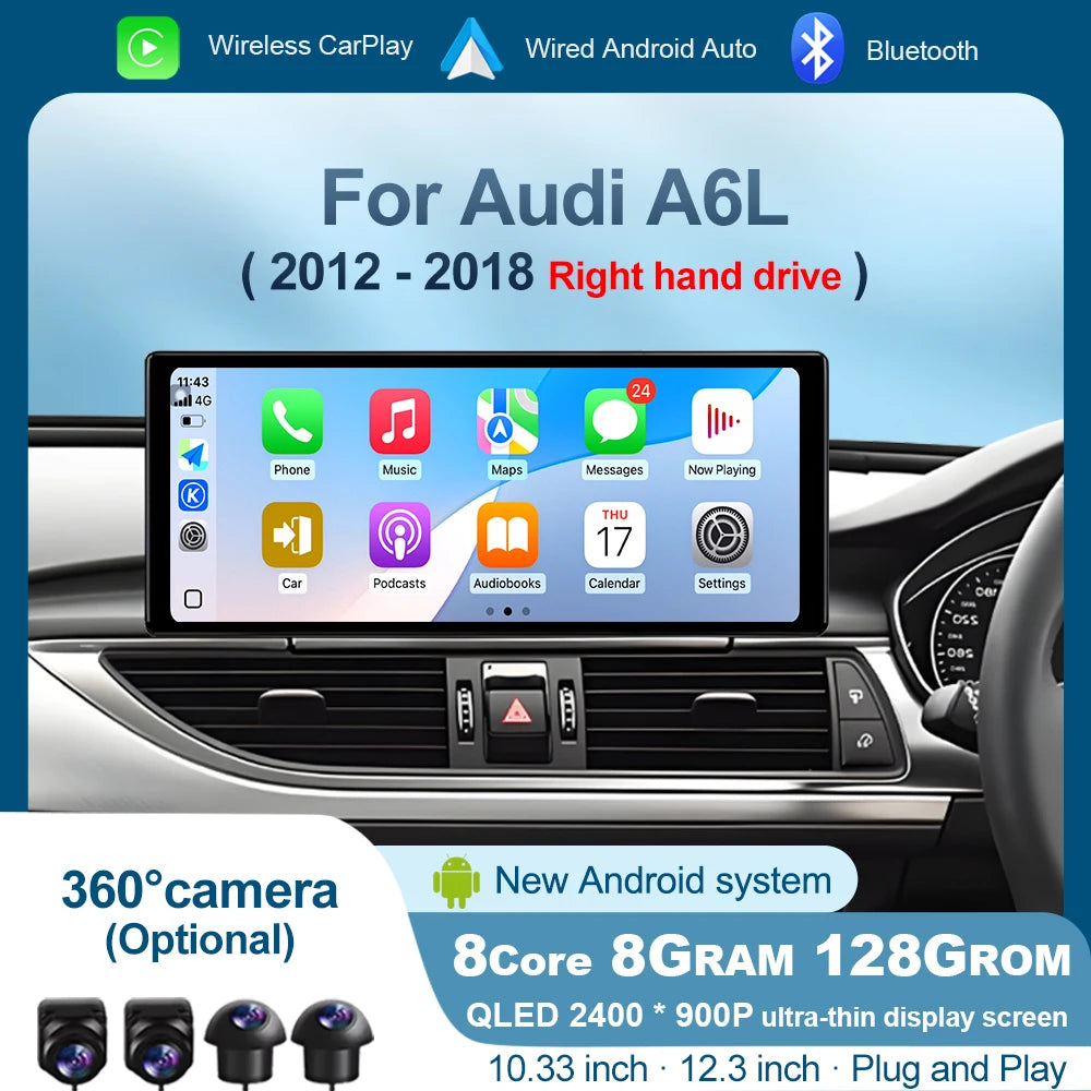 RHD For Audi A6L 2012 - 2018 Intelligent Android OS System Car Radio Multimedia Player Tou
